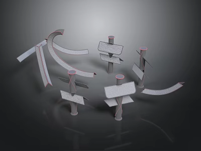 Signage Display Equipment Featuring Multiple Curved Straight Arrow Indicators And Paperboard Material 3d model