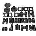 Assorted Black Metal Hinges Latches And Hardware For Furniture Cabinet Doors