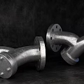 Industrial Metal Pipe Fittings With Flange Connections And Elbow Shape