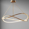 Modern Golden Chandelier With Intertwined Circular Illuminated Strips And Unique Design