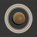Beautiful space landscape showcasing Saturn with its distinctive rings and pale pink white stripes