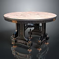 Round Marble Top Table With Black Decorative Legs And Elegant Base Design 3d model
