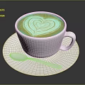 Cup of Coffee with Heart Latte Art Served on White Saucer and Silver Spoon