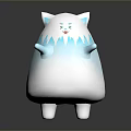 Cute Low Poly White Blue Gradient Cat Figurine With Green Eyes Blue Ears Paws