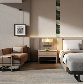 Modern Light Luxury Hotel Room Hotel Suite Hotel Standard Room Double Bed Hotel Big Bed Room 3d model