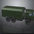 Green Military Truck With Heavy Duty Cargo Body And Multi Wheel Design