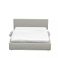 Modern Minimalist Double Bed With Upholstered Headboard And Gold Trim For Contemporary Bedroom Decor