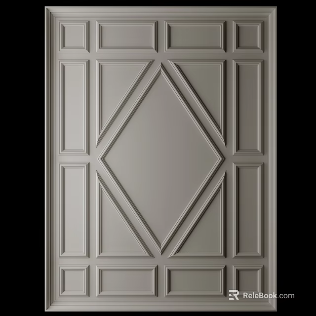 Modern Sofa Background Wall With Elegant Diamond Pattern Framed Panels Design 3d model