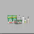 Ariel Laundry Detergent Packs Box And White Cleaning Bottles For Household Use