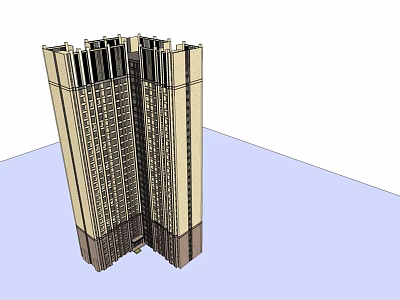 Modern Twin High Rise Building Model With Vertical Design And Beige Exterior 3d model