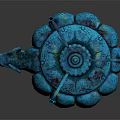 Turquoise Traditional Teapot With Petal Shaped Patterns And Carry Handle Design