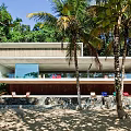 Modern Detached Villa with Beachfront Setting Palm Trees and Lush Greenery