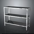 Silver Metal Three Tier Shelving Unit With Modern Minimalist Design For Storage