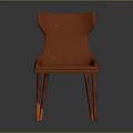 Modern Red Chair with Curved Back Armrest and Wooden Legs Design