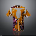 Orange And White T shirt With Colorful Cartoon Characters Rocket Text And Number 4