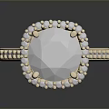 Elegant Daily Life Ring With Oval Gemstone And Beaded Decoration On Light Band