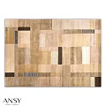 Modern Square Carpet With Patchwork Design In Beige Brown And Neutral Tones For Living Room