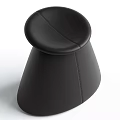 Black Leather Stool With Round Seat Conical Base And Stitched Design 3d model