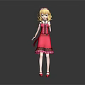 Game And Movie Character With Blonde Hair In Red Dress And Red Shoes