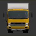 Yellow Truck Cab Featuring White Cargo Box For Delivery Transportation Use