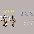 Bicycle Storage System With Yellow Rack Blue Brackets And White Hooks 3d model