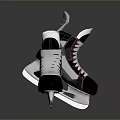 Modern Black White Red Ice Skates With Comfortable Boot Laces And Sharp Blade Design 3d model
