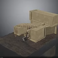 Wooden Box Scene Structure Model With Stacked Boxes And Planks On Mat