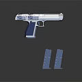 Blue And White Modern Pistol With Detachable Magazines 3D Rendering Design