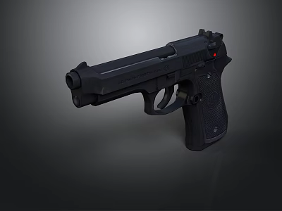 Tactical Black Handgun With Grip Trigger Barrel And Safety Features 3d model