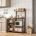 Modern Bathroom Cabinet Rack With Multilayer Wooden Shelves And Metal Frame Storage Organizer
