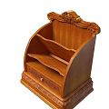 Elegant Wooden Storage Cabinet with Multiple Shelves a Drawer and Carved Top Decoration