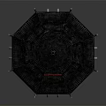 Ancient Chinese Architecture With Two Story Red Body Carved Windows Black Roof And White Base