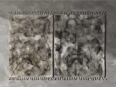 Modern Square Rug With Abstract Gray Textured Pattern For Home Decor 3d model