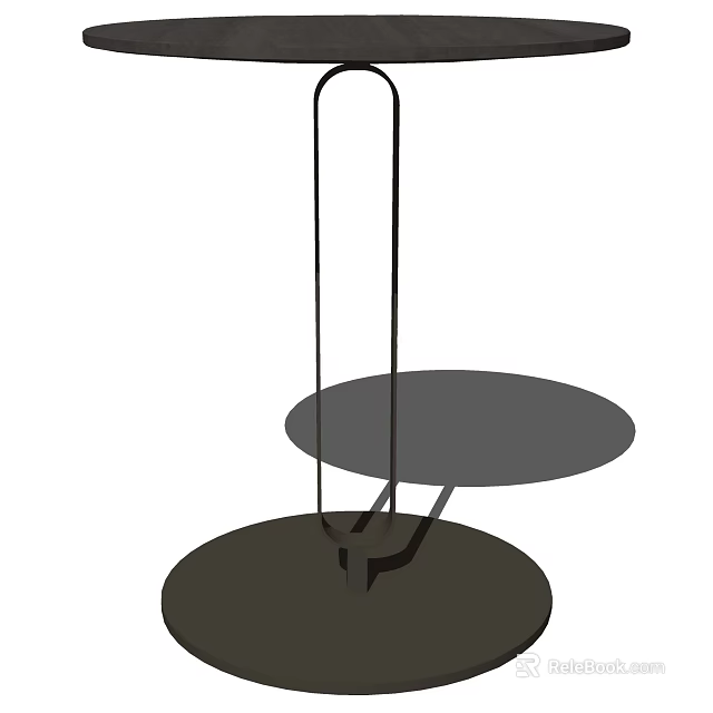 Modern Double Tier Coffee Table With Round Top And Metal Frame 3d model