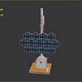 Solar Energy Device With Hexagonal Solar Panels And Tower Structure On Base 3d model