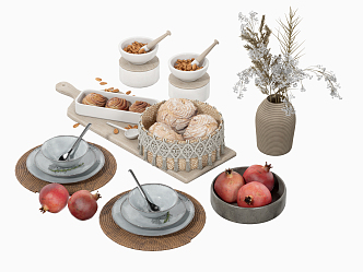 Quiet tableware food 3d model