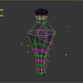 Decorative Ornament Set Featuring Purple Glass Bottle With Black Spiral Design And Glowing Dots