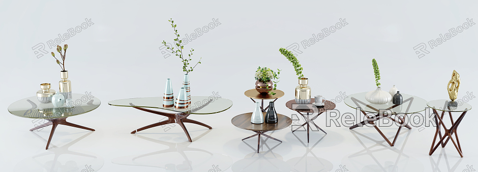 Modern Round Table Fashion Simple Metal Glass Coffee Table Side Table Decorations Ornaments Combination model