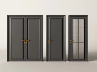 American double door French double door French swing door single door retro door bedroom door kitchen and bathroom door toilet door 3d model