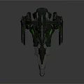 Futuristic Biomechanical Creature Character With Glowing Green Accents And Mechanical Armor