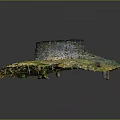 Ancient Circular Building Ruins With Black Dome Top And Green Vegetation Covered Stone Base