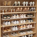 Practical Multilayer Wooden Shoe Cabinet With Shelves for Sneakers High Heels and Flat Shoes