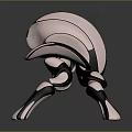 Abstract Futuristic Game Movie Character With Shiny Metallic Surface And Sculptural Curved Form