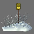 Traffic Sign With Caution Wind Chill Hazard Police In Snowy Area With Branches