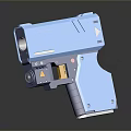 Blue Handheld Weapon Featuring Yellow Component And Modern Ergonomic Design Structure