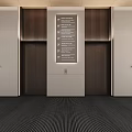 Modern Elevator Lobby Interior With Sleek Doors Digital Display And Recessed Lighting 3d model