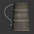 Vintage Metal Cup With Handle And Engraved Patterns For Daily Use With Red Liquid Inside