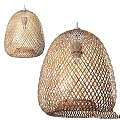 Modern chandelier bamboo wicker lamp decoration 3d model