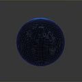 Scenic View of Black Sphere with Red Glowing Surface on Gray Reflective Background