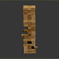 Intricate Tall Stacked Wooden Blocks Structure With Holes And Layered Design
